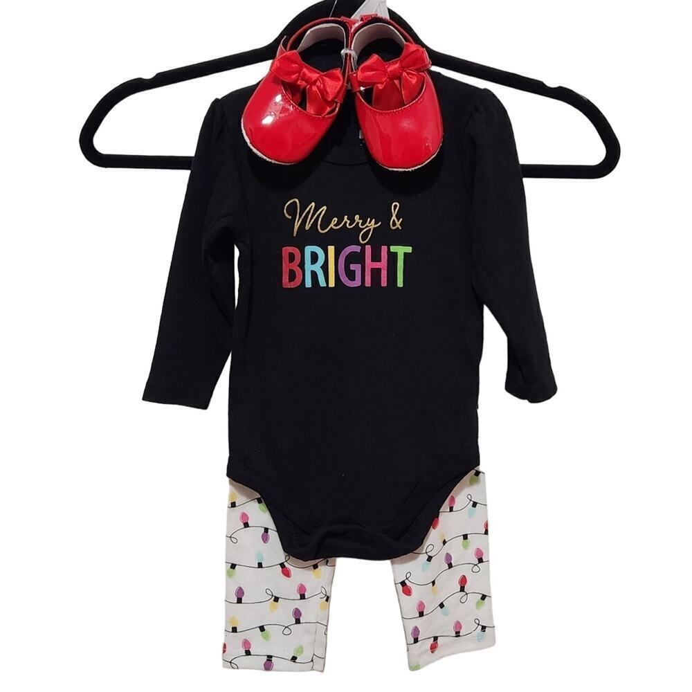 Merry & Bright 3 Piece Play With Red Shows Size 6-9 Months Christmas Holidays